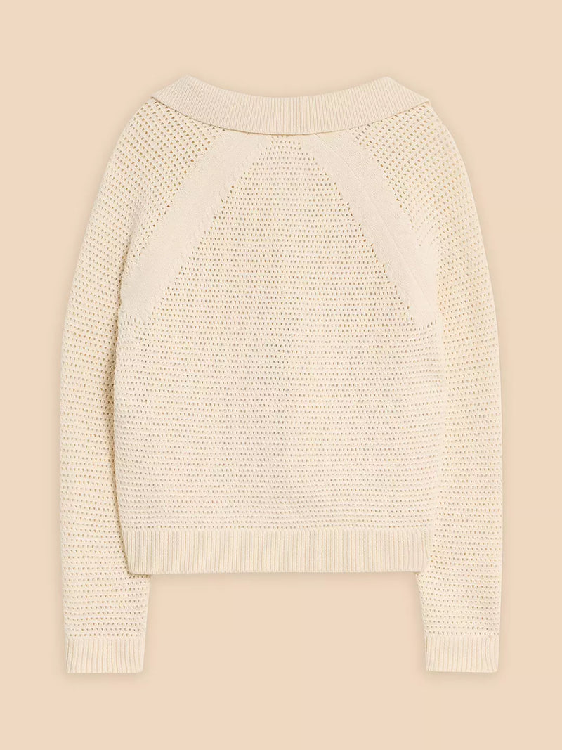 441050 NATURAL WHITE Chaterly crochet collar cardi White Stuff
