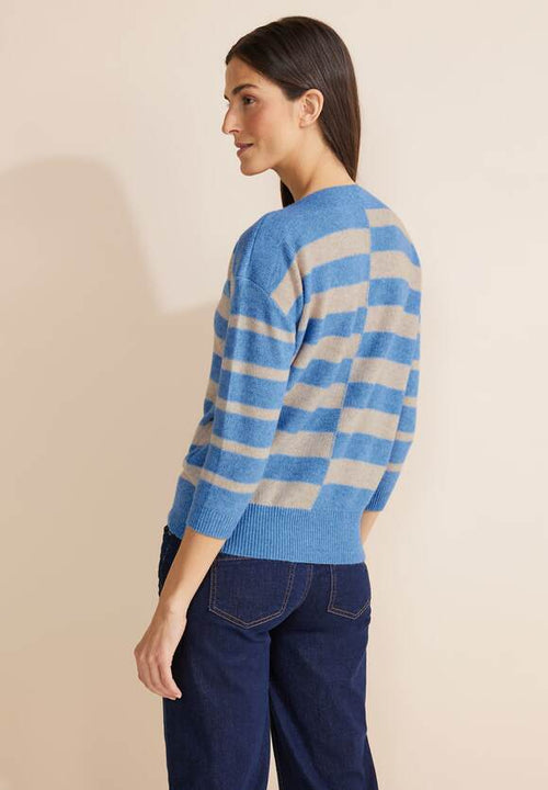302687 Light Spring Blue Melange Street One Striped boat neck Sweater