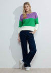 302693 Celery Green Cecil Structured Block Stripe Sweater