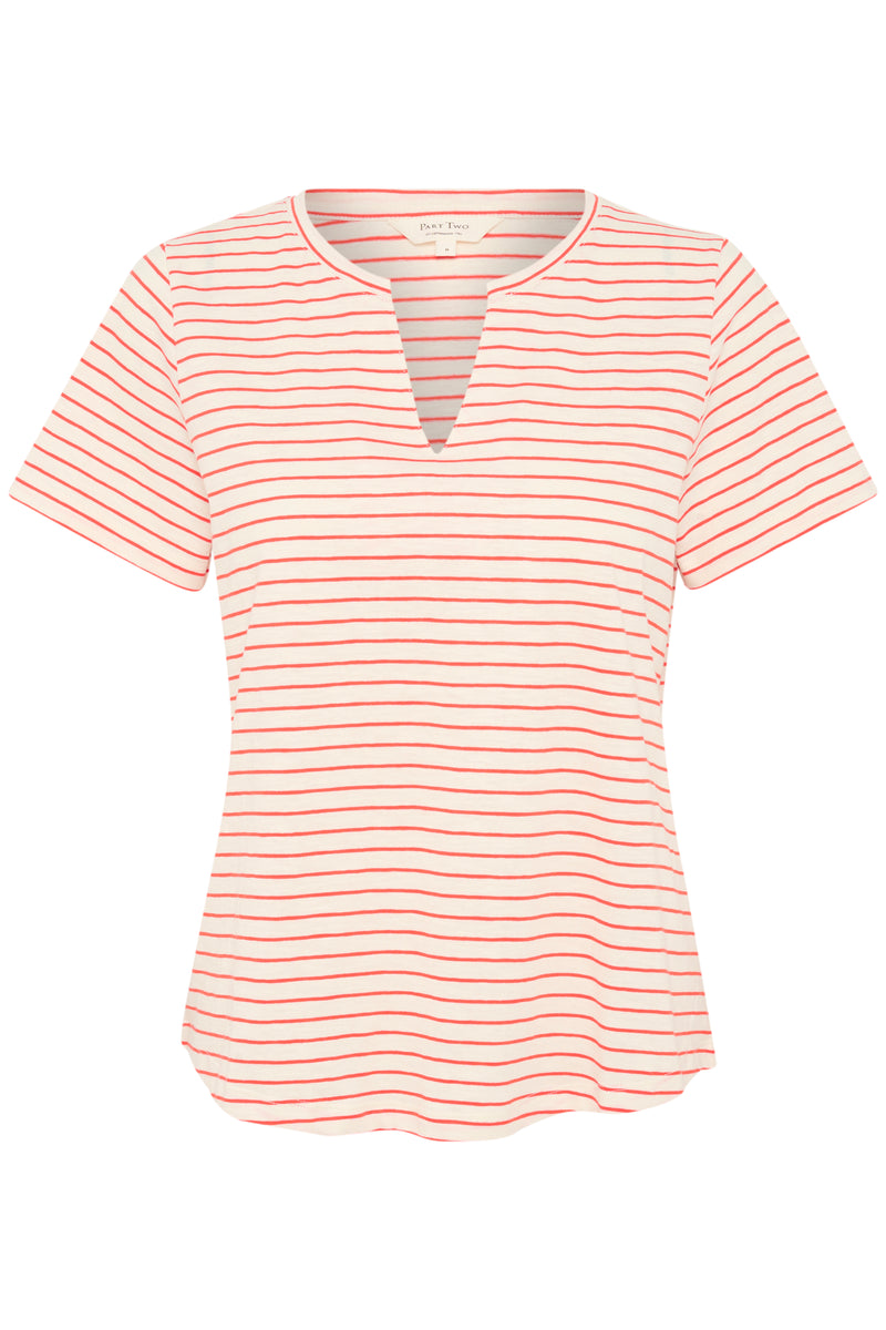 30307288-SS24A Mandarin Red Stripe Part Two Geninas T Shirt