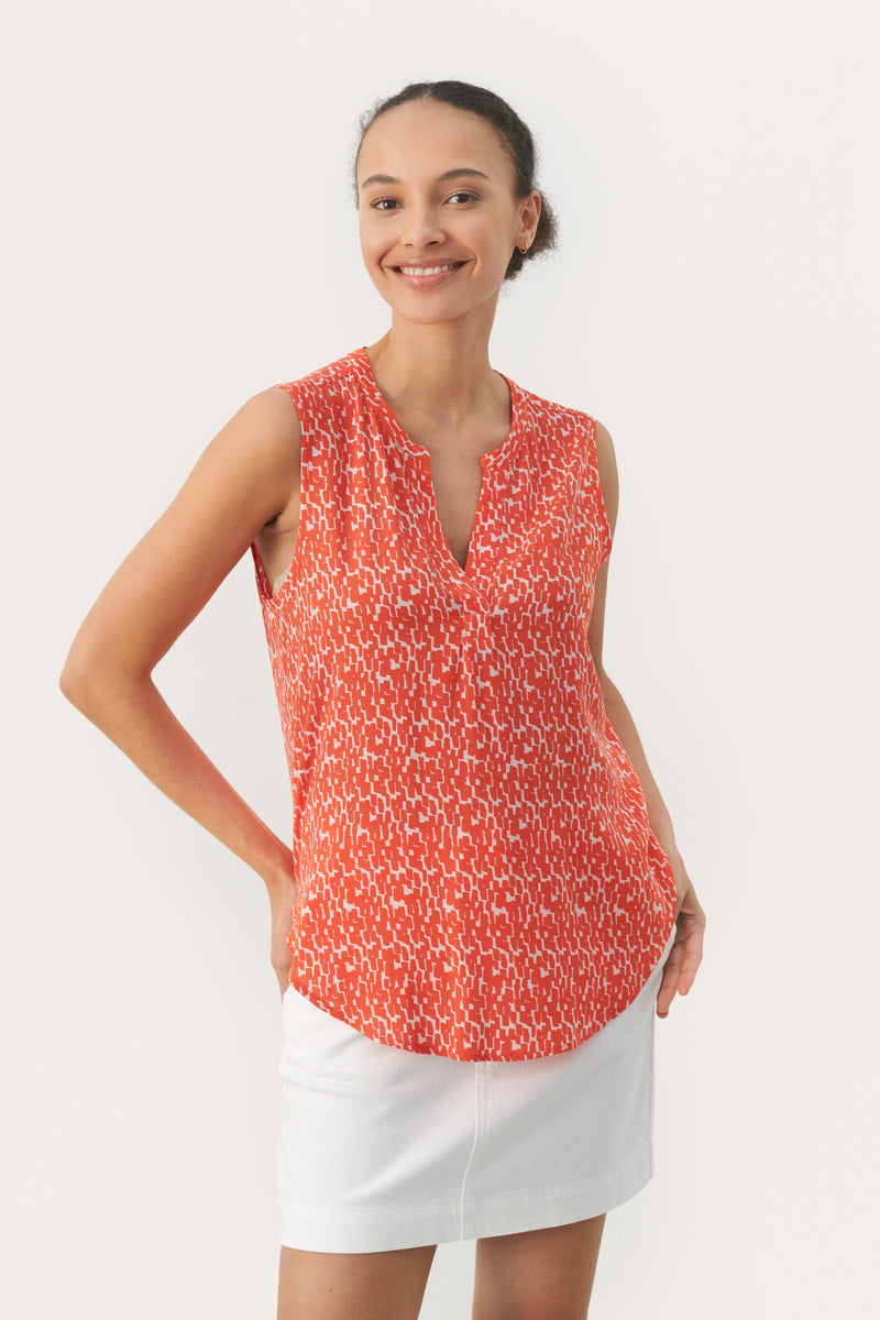 30308317 Mandarin Red Graphic Print Part Two Andia Top