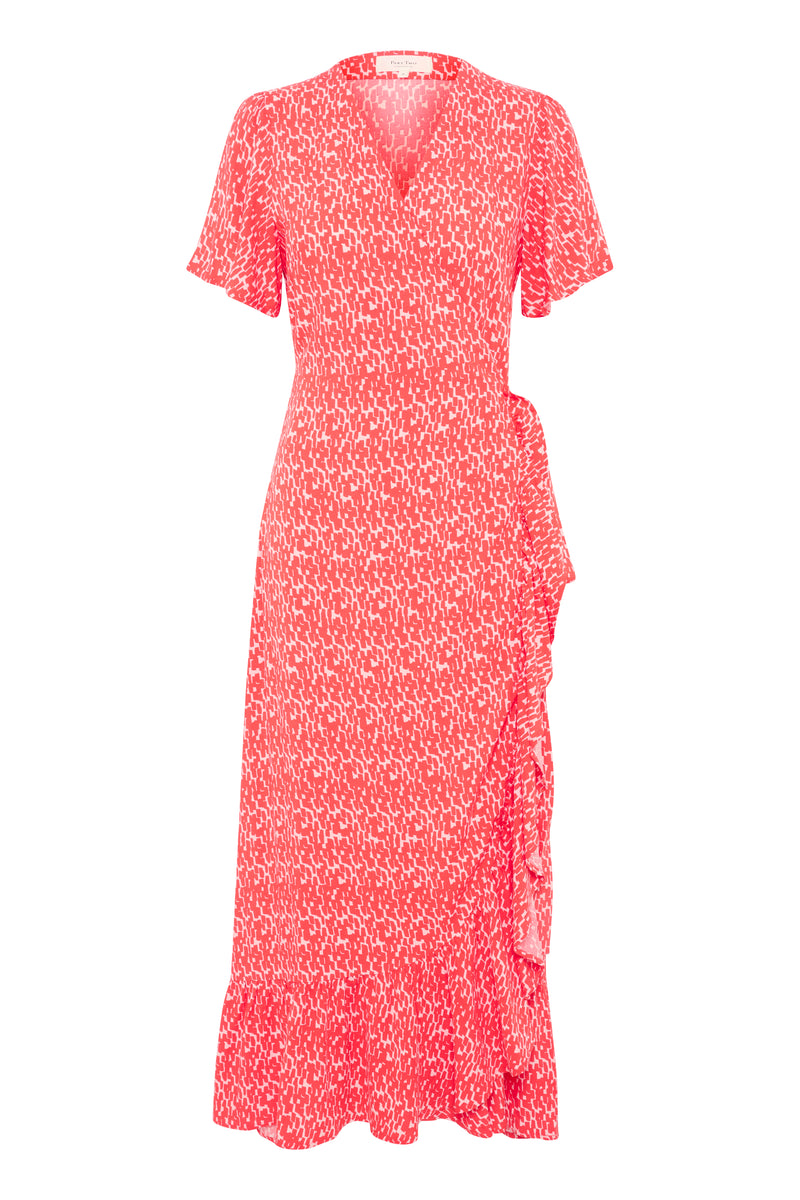 30308549 Mandarin Red Graphic Print Part Two Clarina Dress