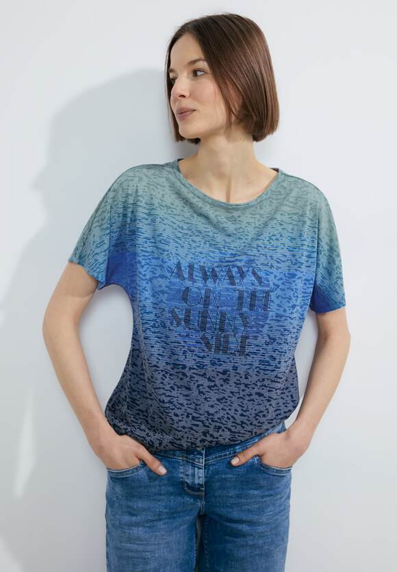 T-shirt bleu universel avec inscription Cecil, 321140