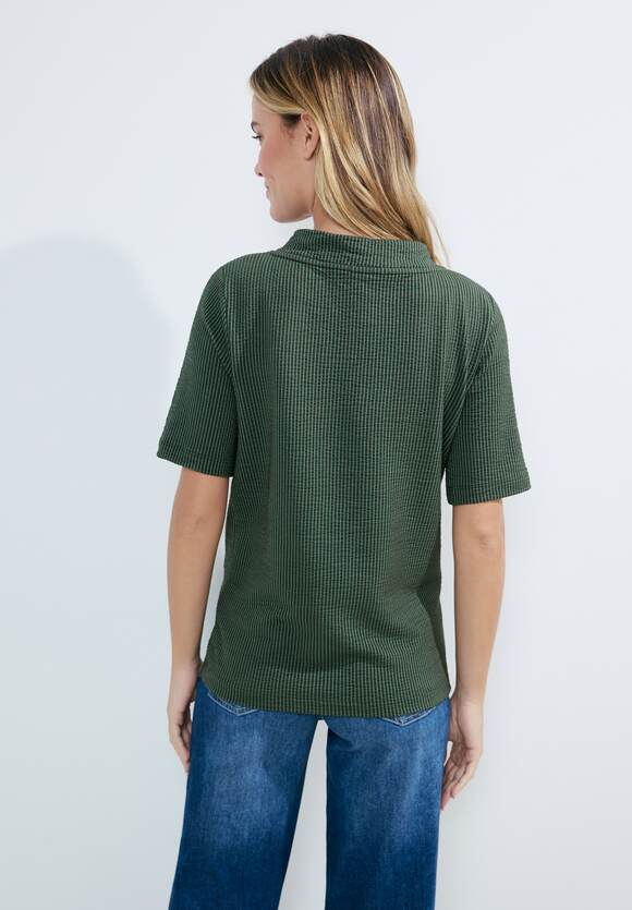 321142 Raw Salvia Green CECIL Seersucker T-Shirt