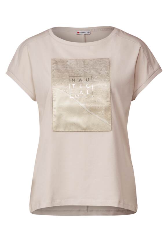 321168 SMOOTH SAND BEIGE Street One Satin Patch T Shirt