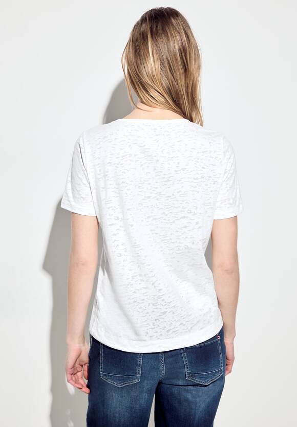 321297-A VANILLA WHITE T-shirt Cecil à motif dévoré