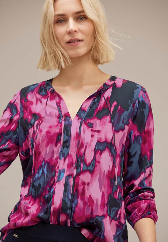 344383 BRIGHT COZY PINK Street One Blurred Print Top – Nina\'s Boutique