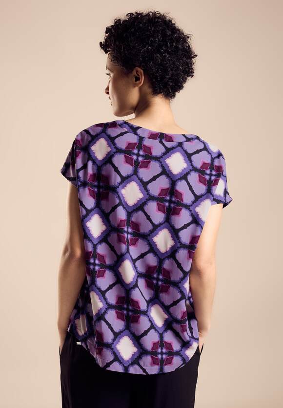 344806 Bellflower Lilac Shirt Blouse With Split Neck Print STREET ONE