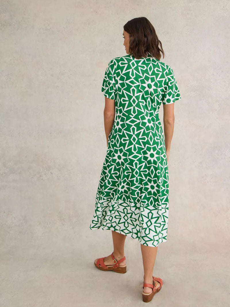 440473-A Green Print White Stuff Rua Shirt Dress