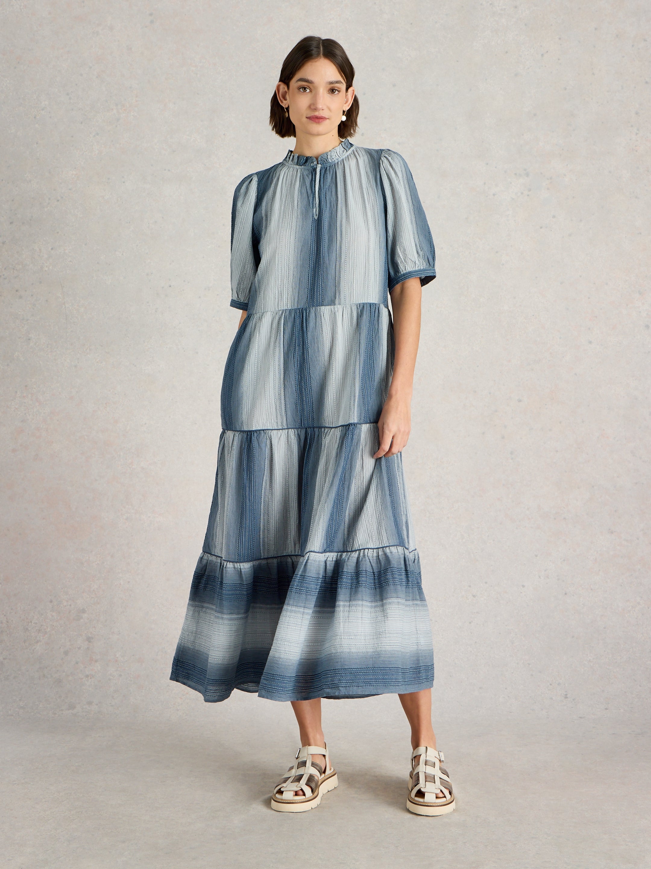 443526 Halle Stripe Maxi Dress White Stuff