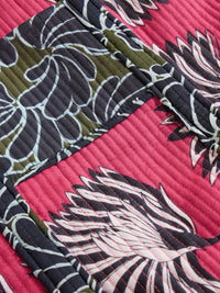 443575 Green Print Elaine Reversible Beach Bag White Stuff