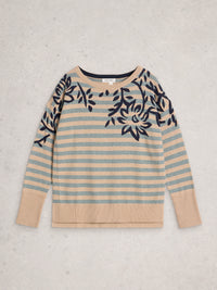 White Stuff 444047 Olive Print Jumper