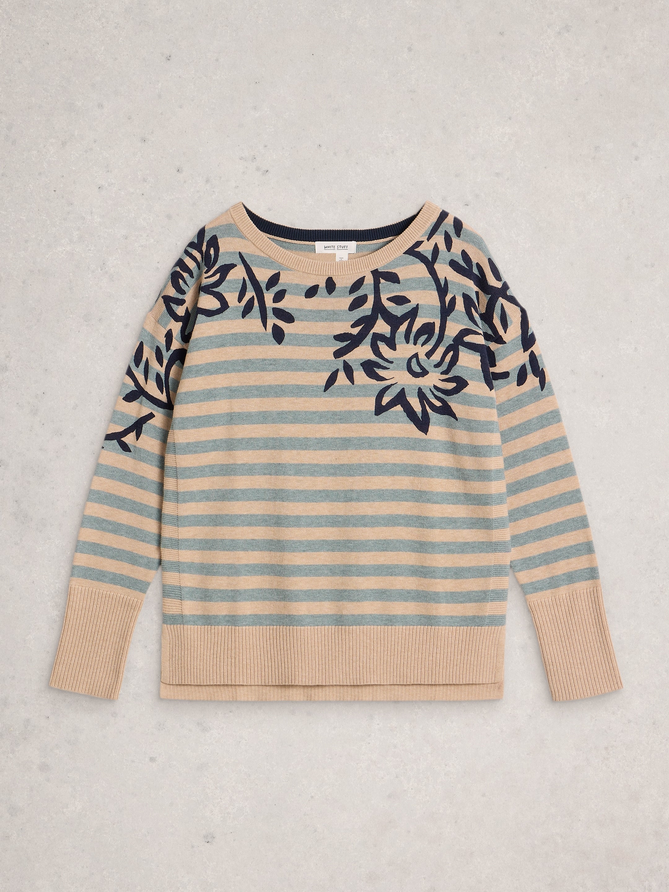 White Stuff 444047 Olive Print Jumper