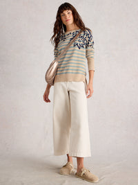 White Stuff 444047 Olive Print Jumper