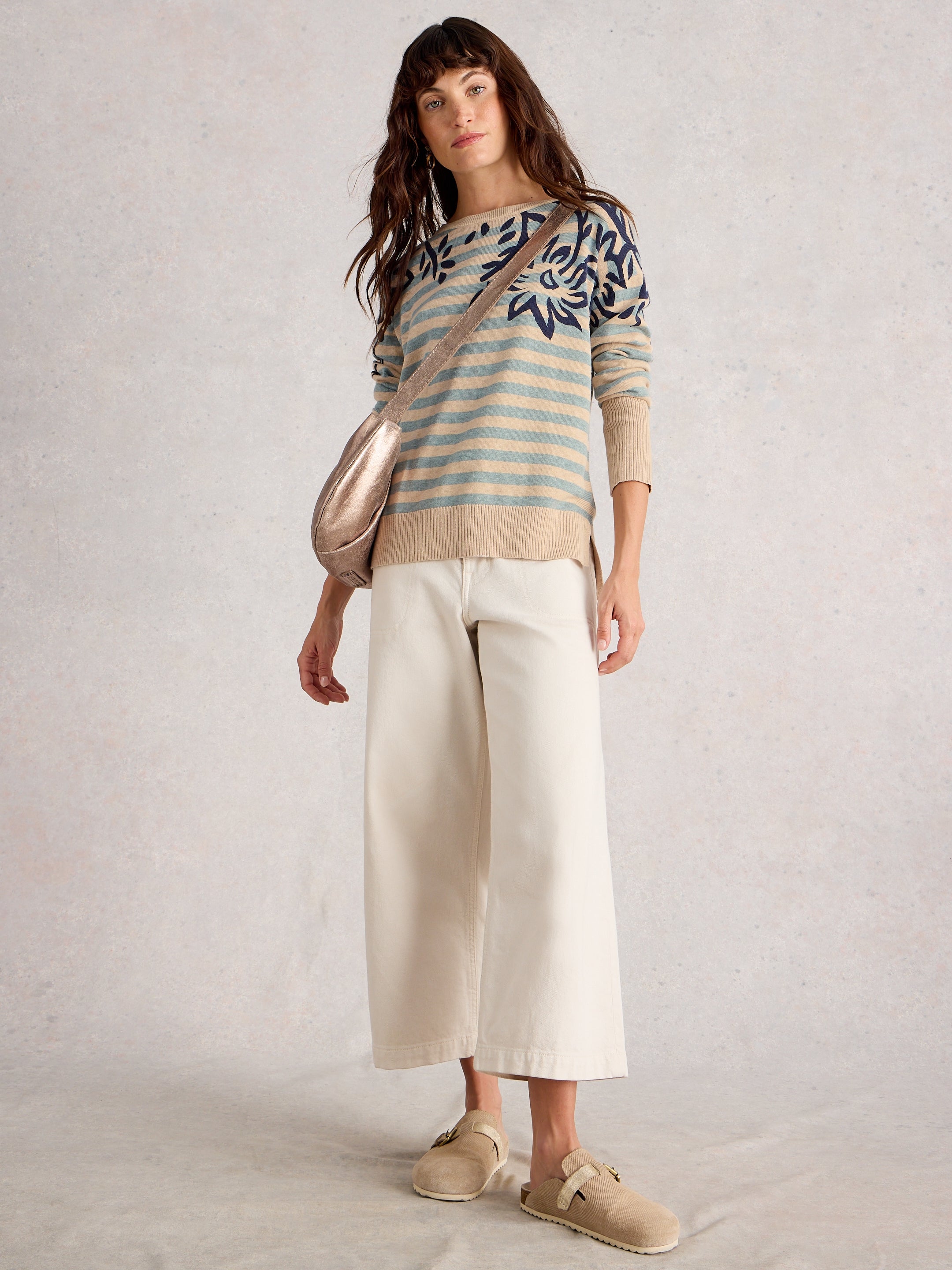 White Stuff 444047 Olive Print Jumper