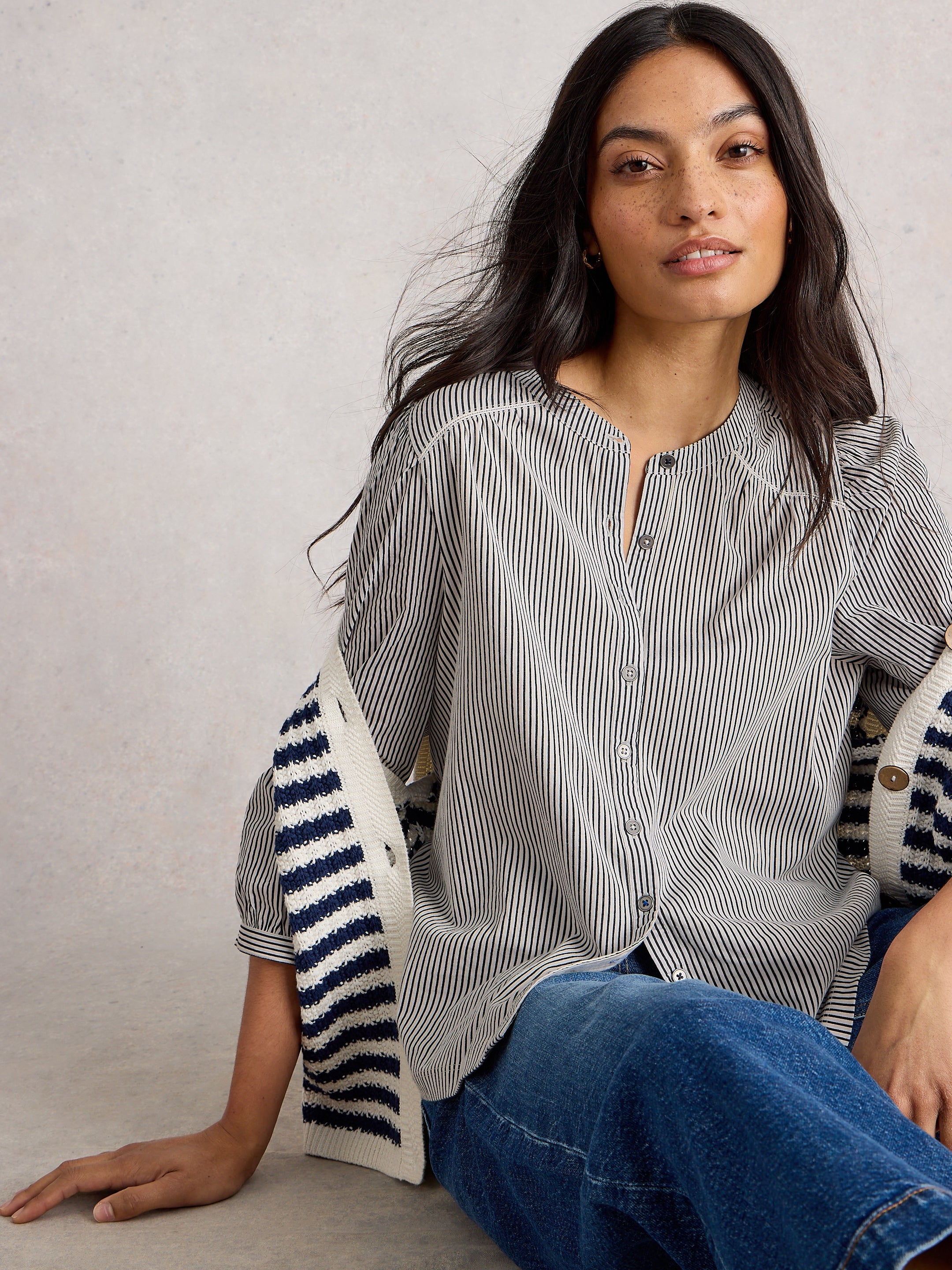 White Stuff 444328 Hemd mit Streifenmuster