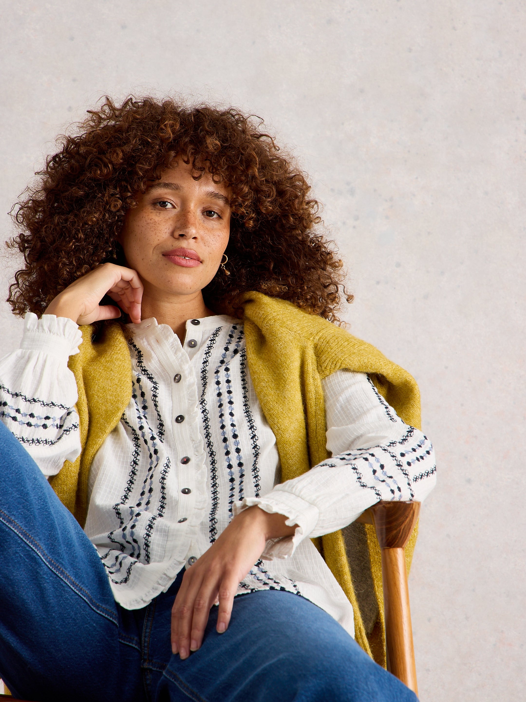 White Stuff 444367 Naomi Embroidered Shirt