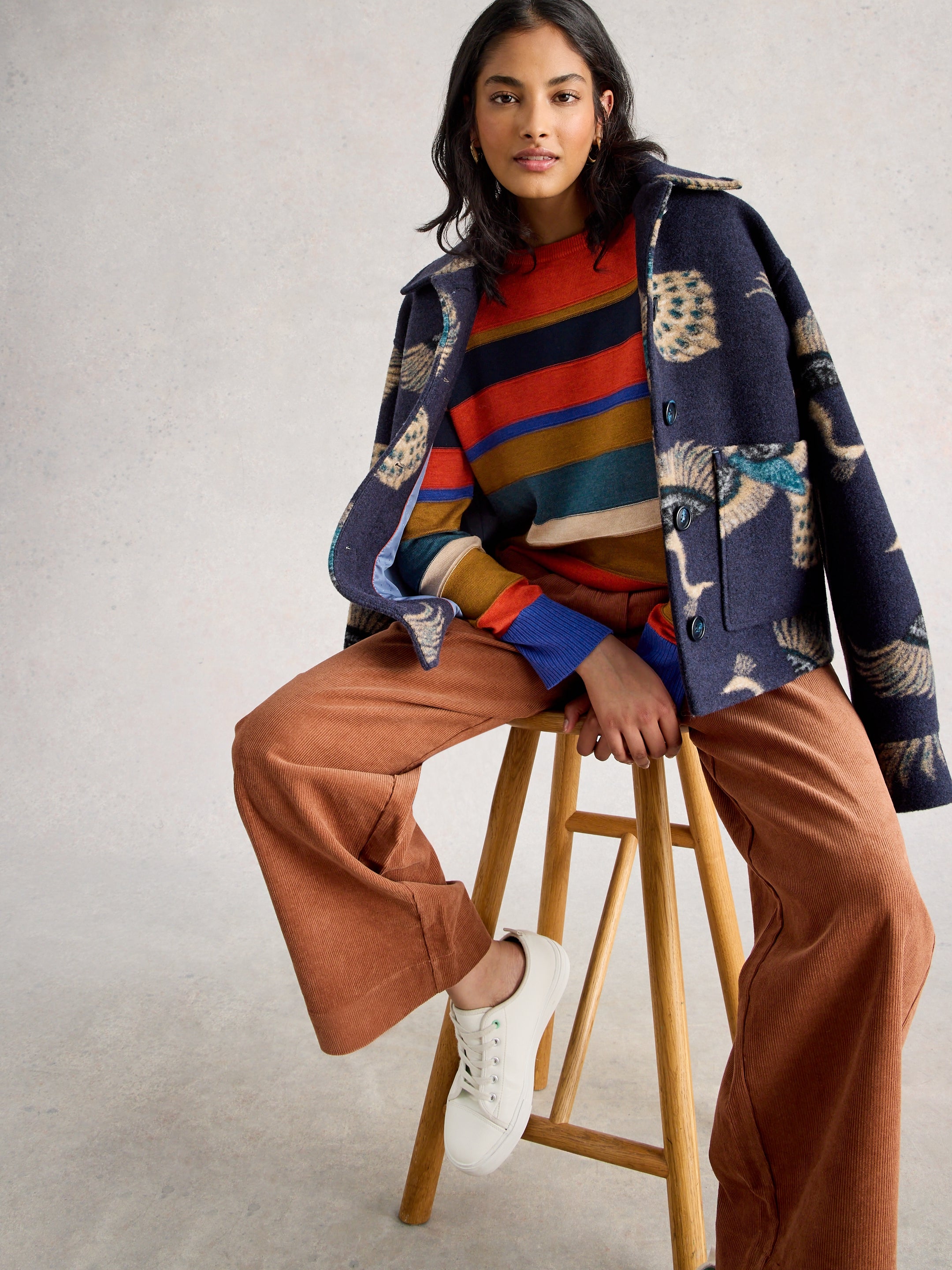 White Stuff 444646 Olive Stitch Stripe Jumper