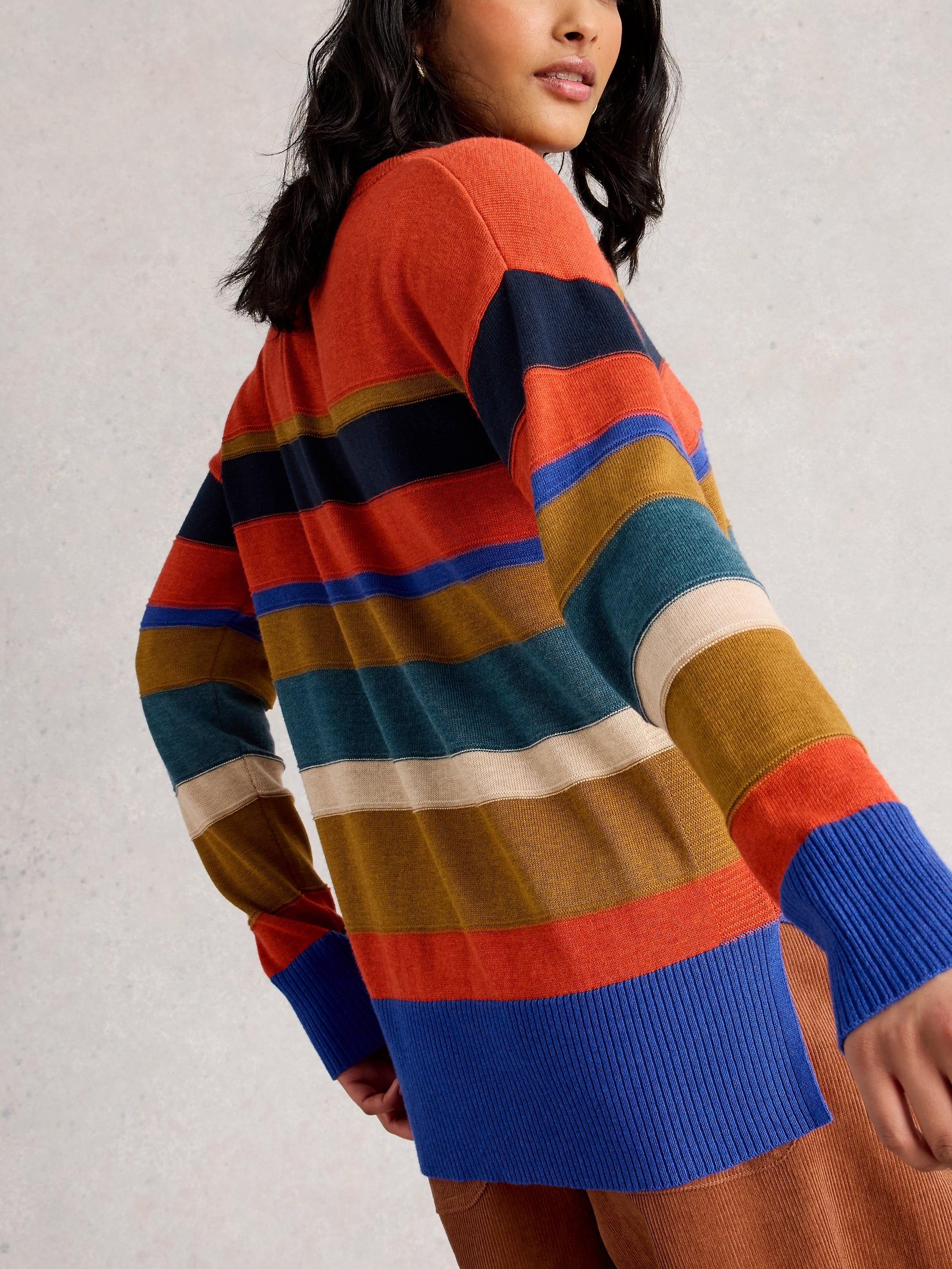 White Stuff 444646 Olive Stitch Stripe Jumper