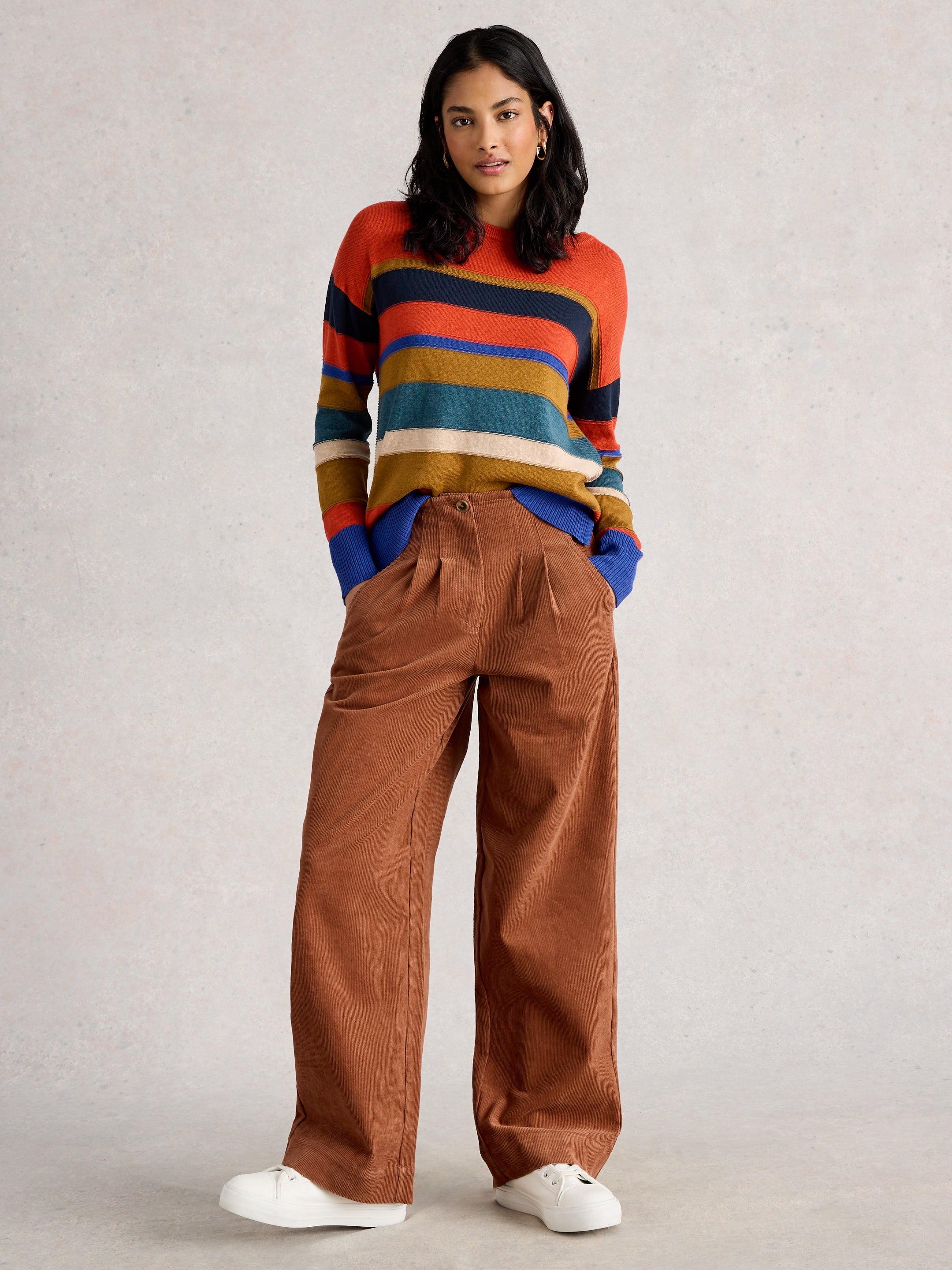 White Stuff 444646 Olive Stitch Stripe Jumper