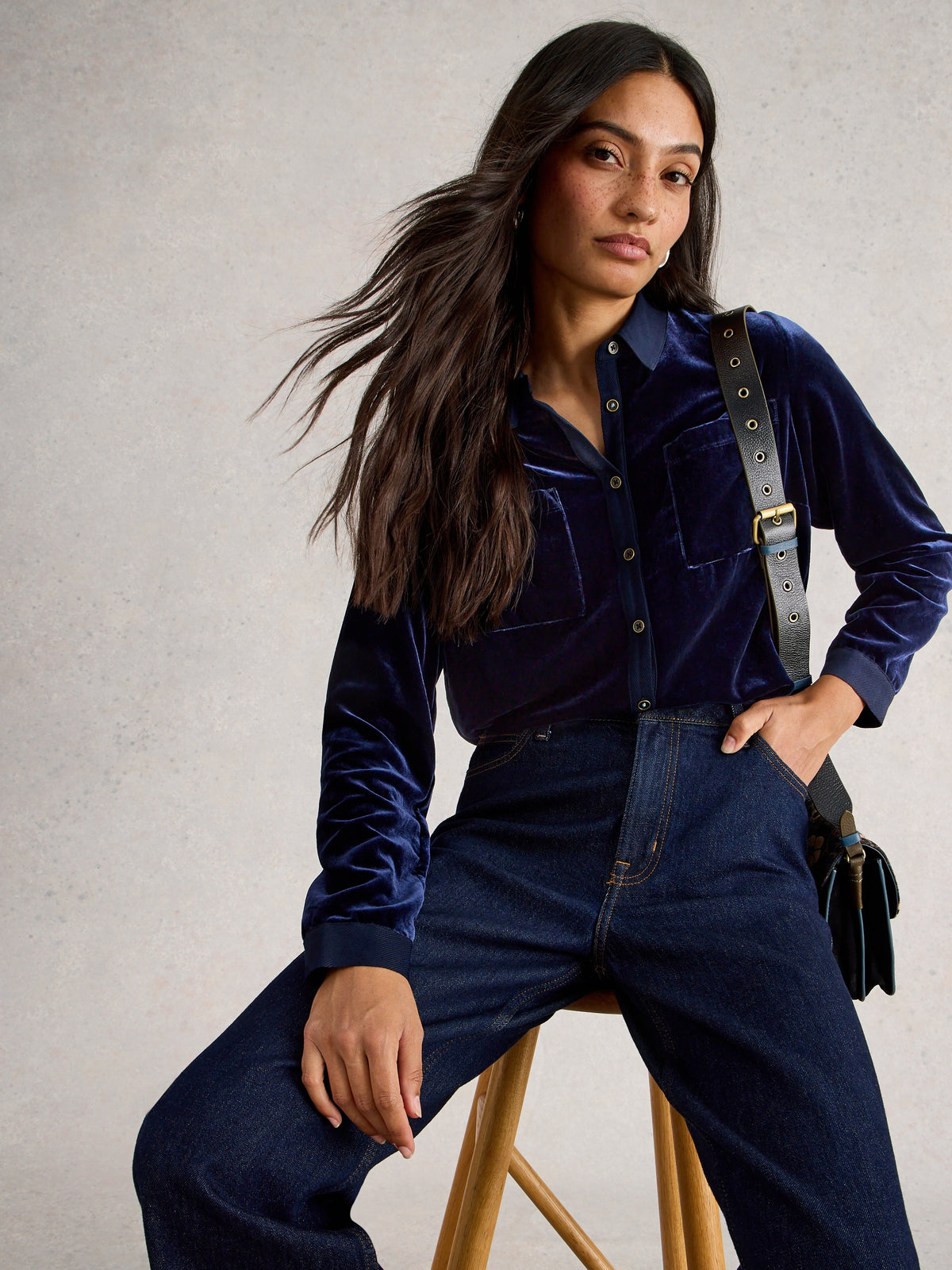 White Stuff 444706 Sophie Velvet Shirt