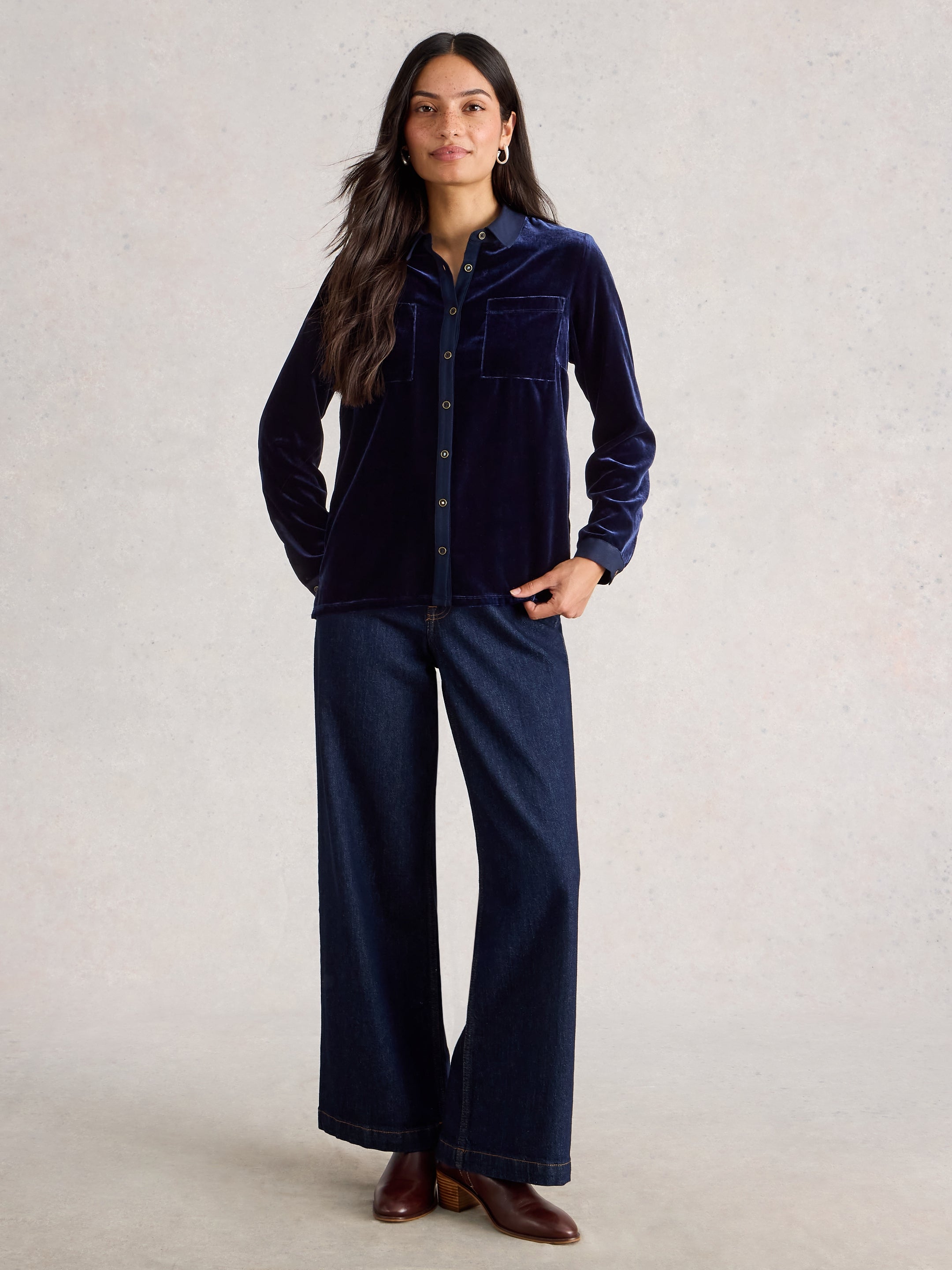 White Stuff 444706 Sophie Velvet Shirt