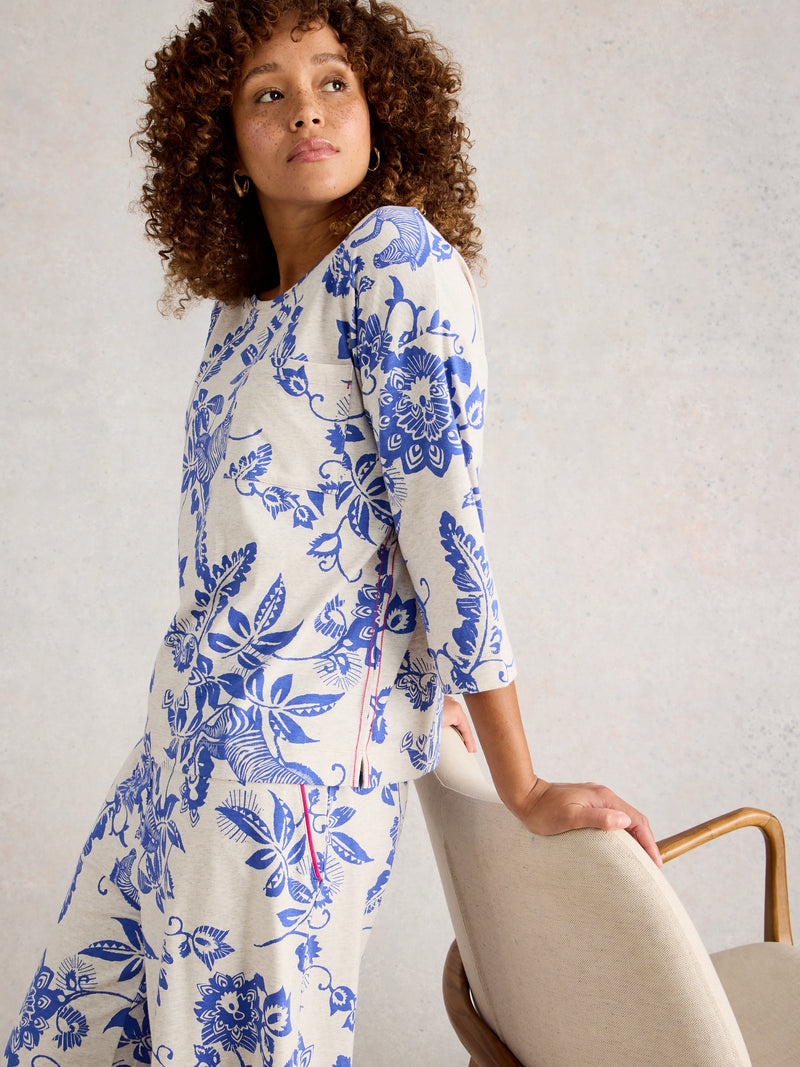 White Stuff 444753 Mia Printed Boxy Sleep Tee