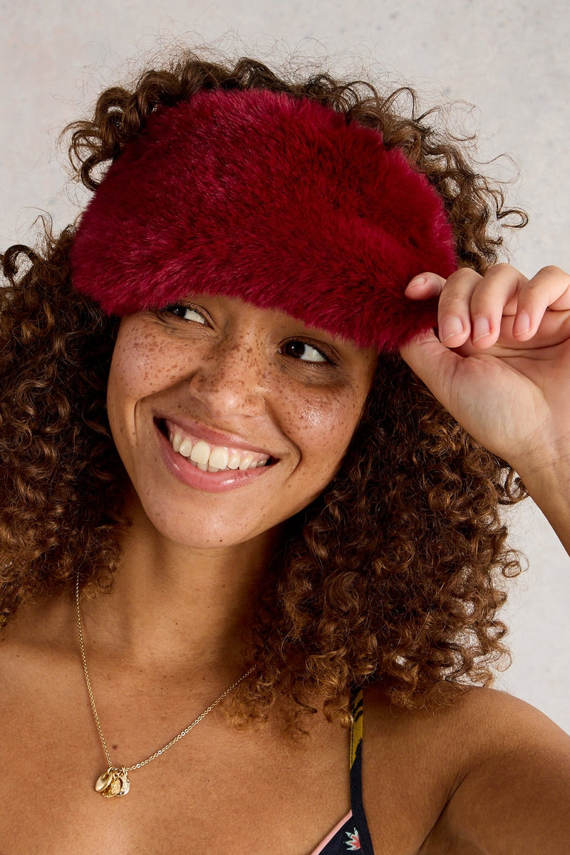 White Stuff 444862 Faux Fur & Velvet Eye Mask