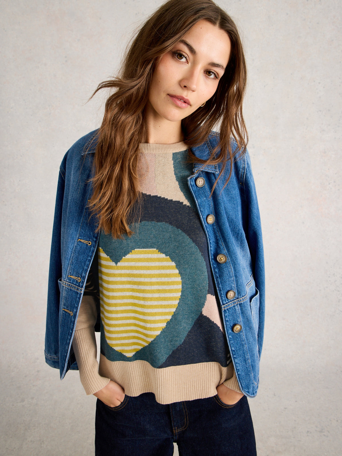 White Stuff 444898 Olive Heart Jumper