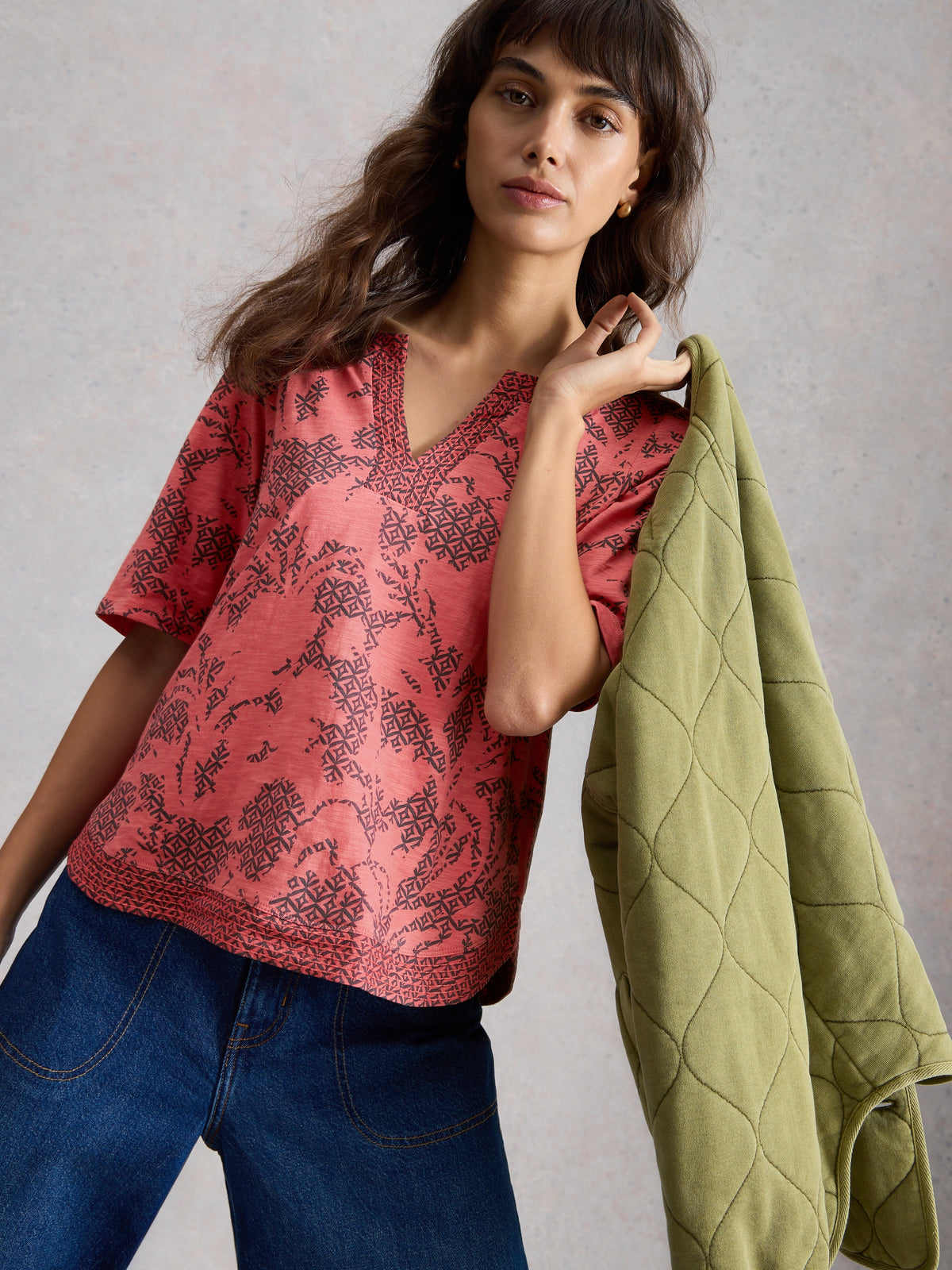 White Stuff 445352 Weaver Notch Neck Tee