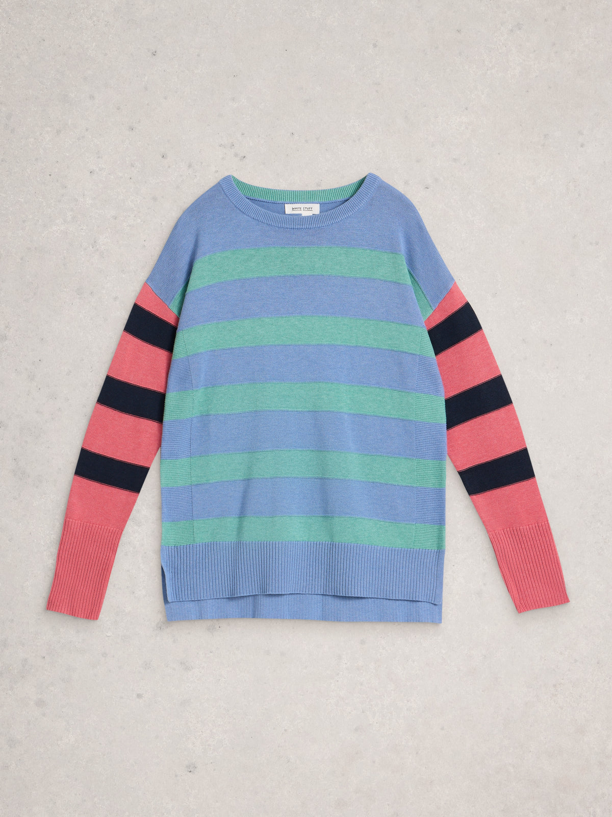 White Stuff 445392 Olive Striped Sweater