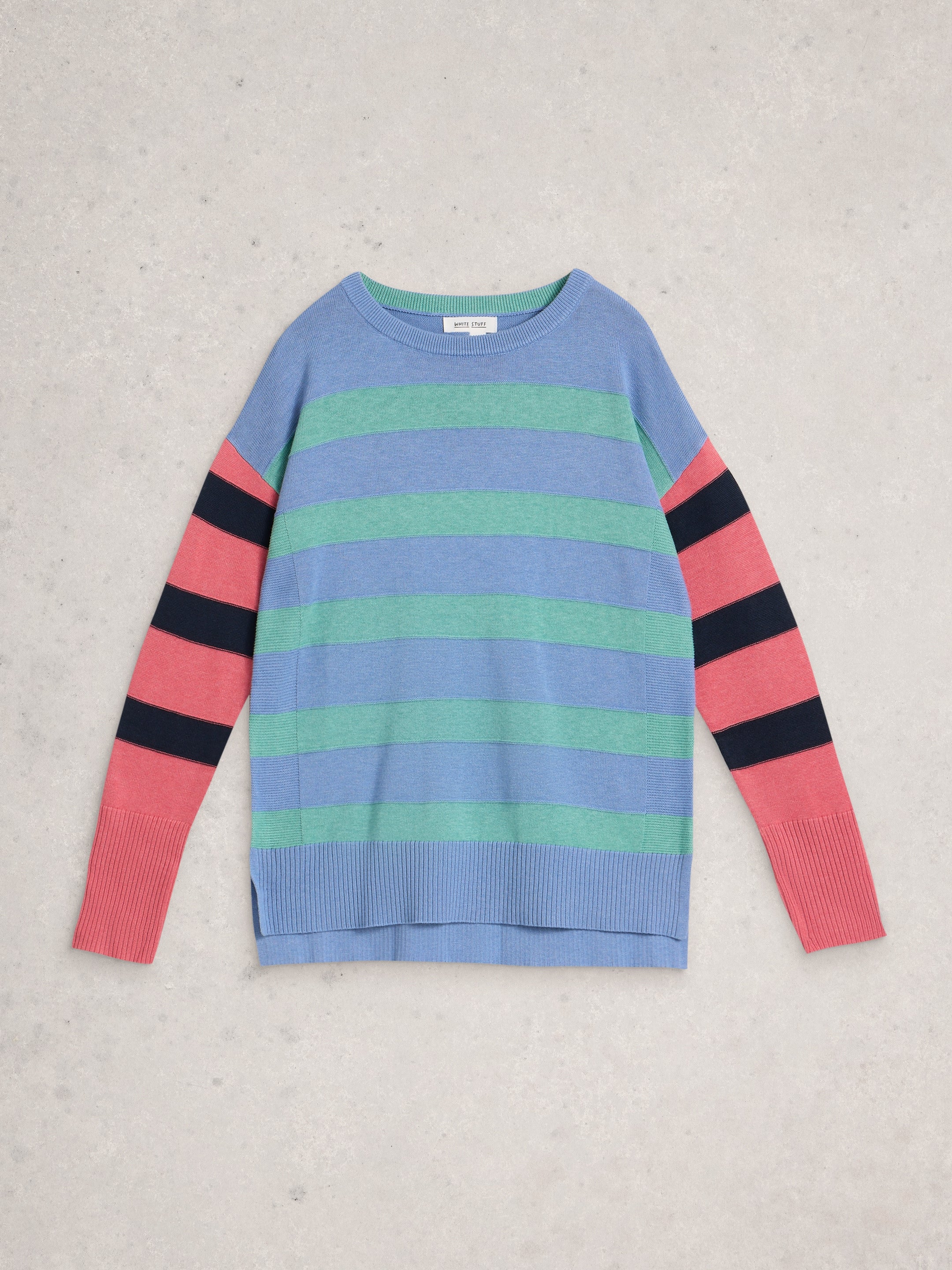 White Stuff 445392 Olive Striped Sweater