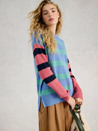 White Stuff 445392 Olive Striped Sweater