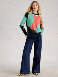 White Stuff 445393 Olive Abstract Sweater