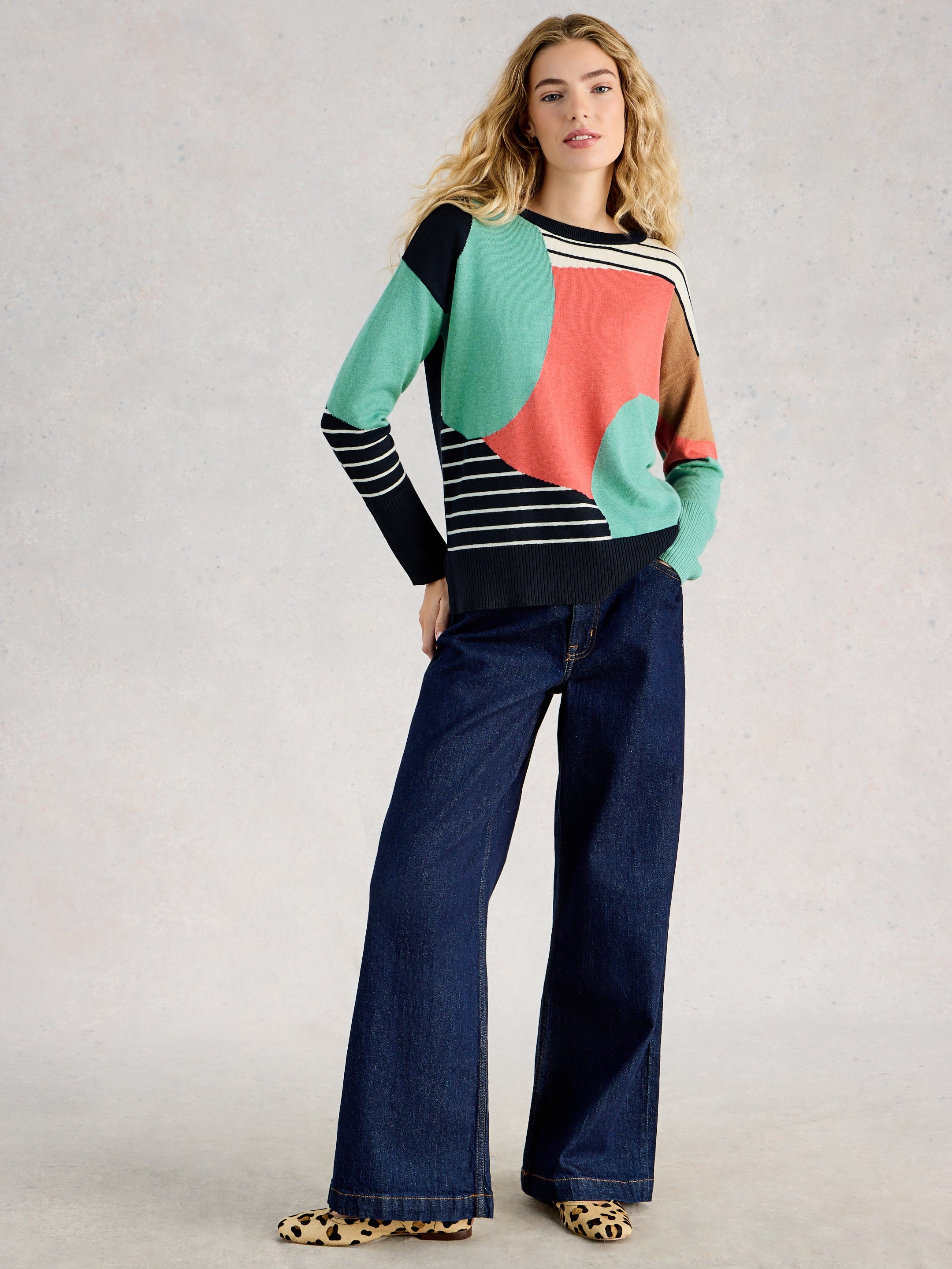 White Stuff 445393 Olive Abstract Sweater