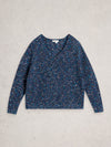 White Stuff 445661 Textured V Neck Jumper