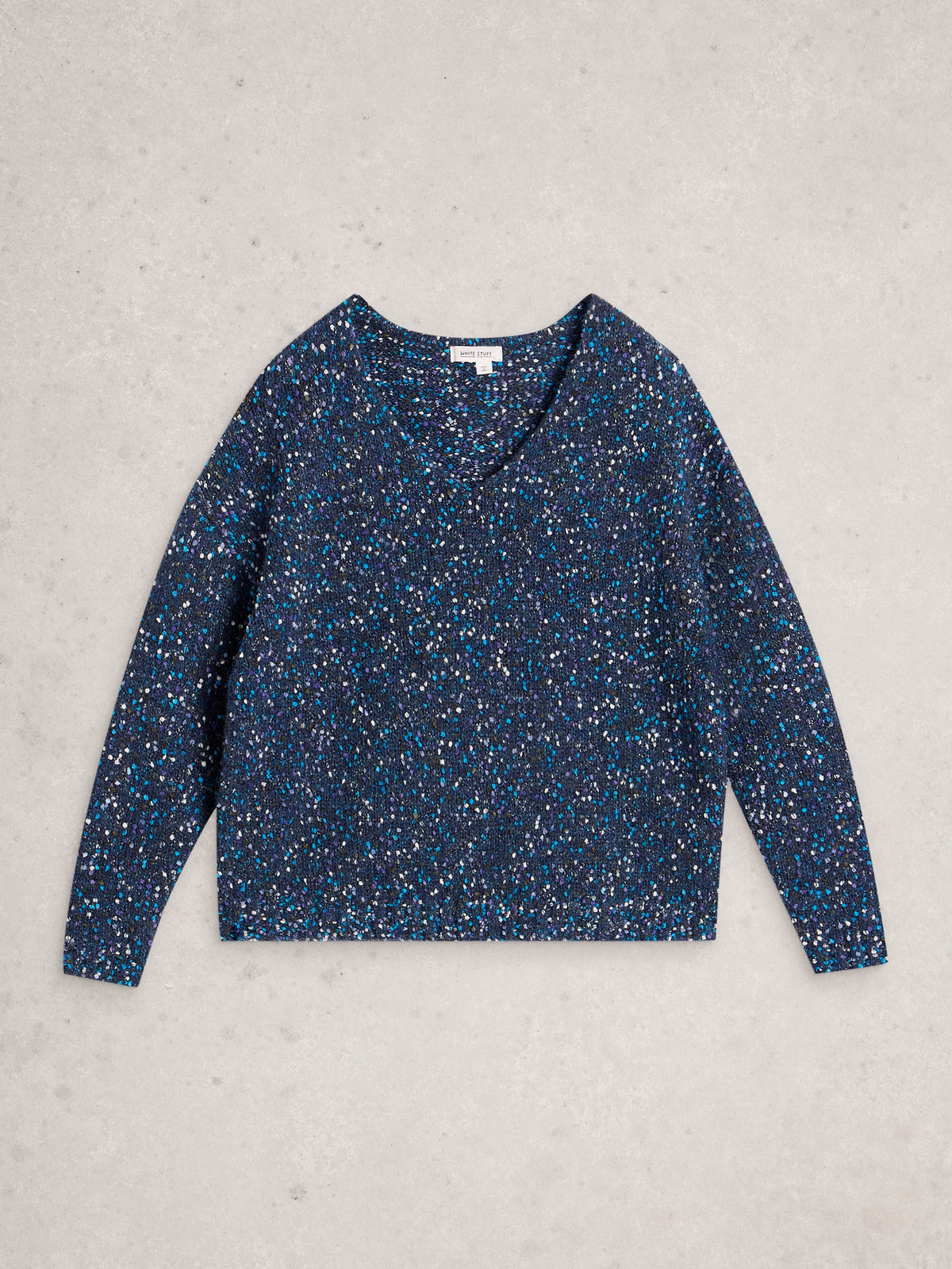 White Stuff 445661 Textured V Neck Jumper