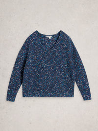 White Stuff 445661 Textured V Neck Jumper