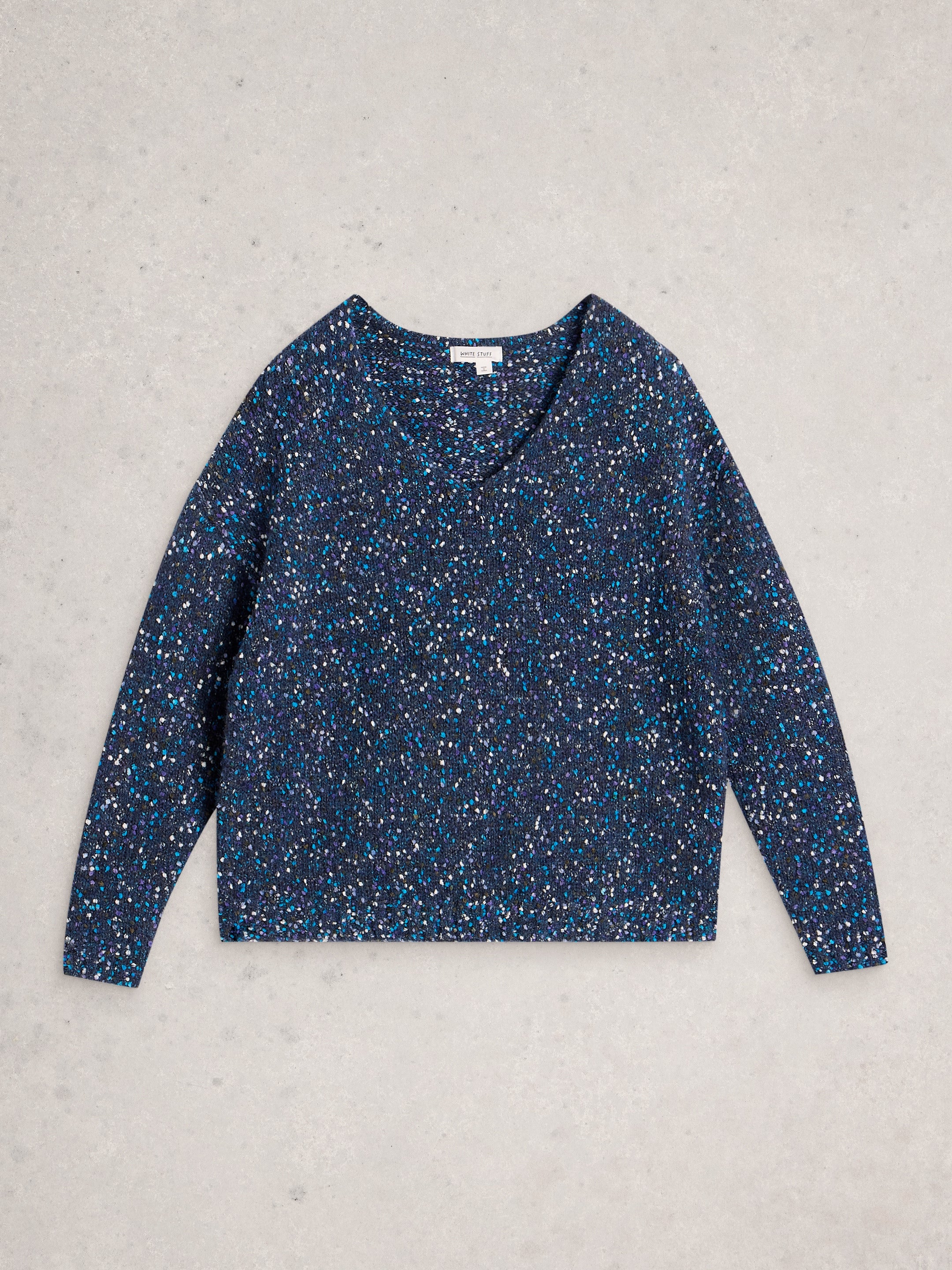 White Stuff 445661 Textured V Neck Jumper