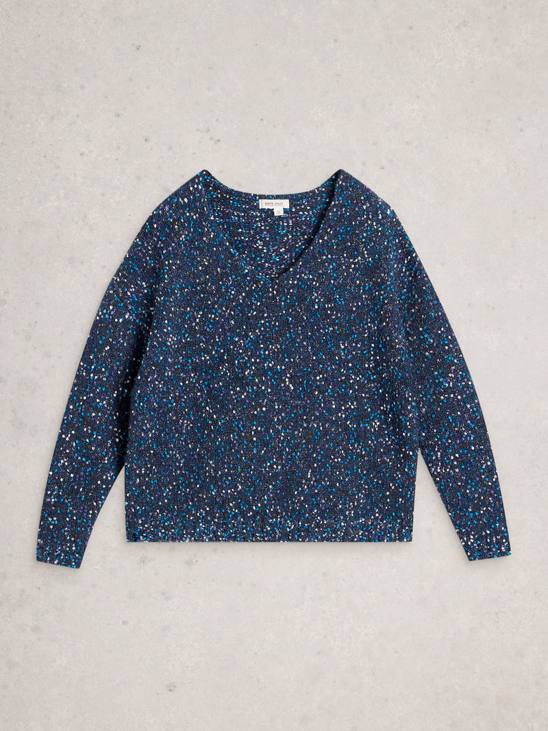 White Stuff 445661 Textured V Neck Jumper