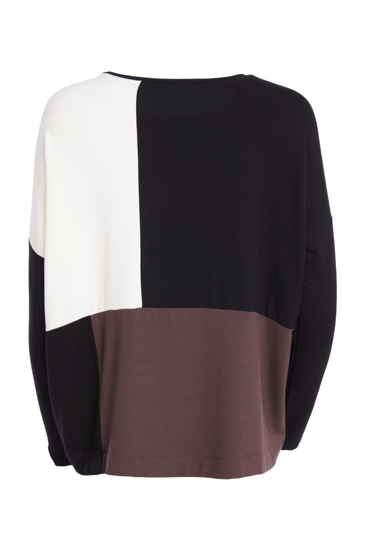 NAYA NAW25128 Color block round neck long sleeve top