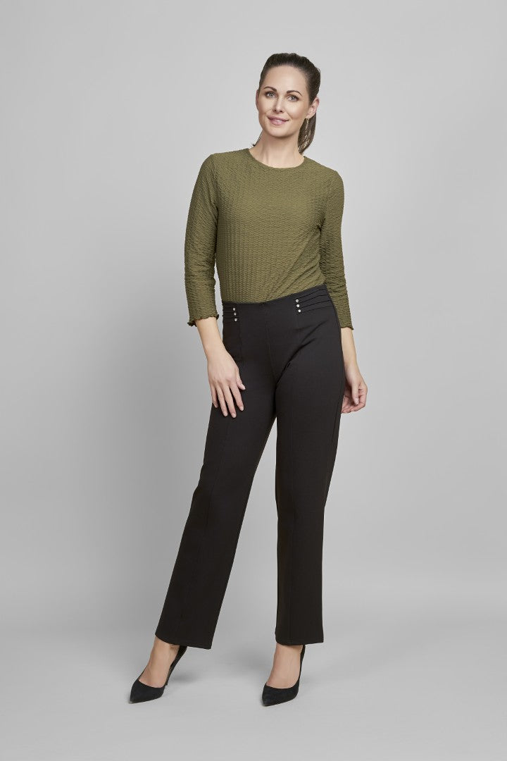 600T Ponte Contour Regular Trouser With Diamante Pinns #