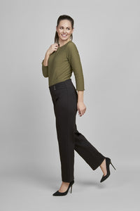 600T Ponte Contour Regular Trouser With Diamante Pinns #