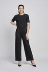 Pinns 610T Wide Leg Ponte Trouser With Button Feature