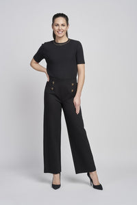 Pinns 610T Wide Leg Ponte Trouser With Button Feature