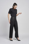 Pinns 610T Wide Leg Ponte Trouser With Button Feature