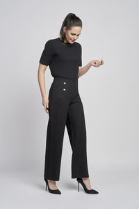 Pinns 610T Wide Leg Ponte Trouser With Button Feature