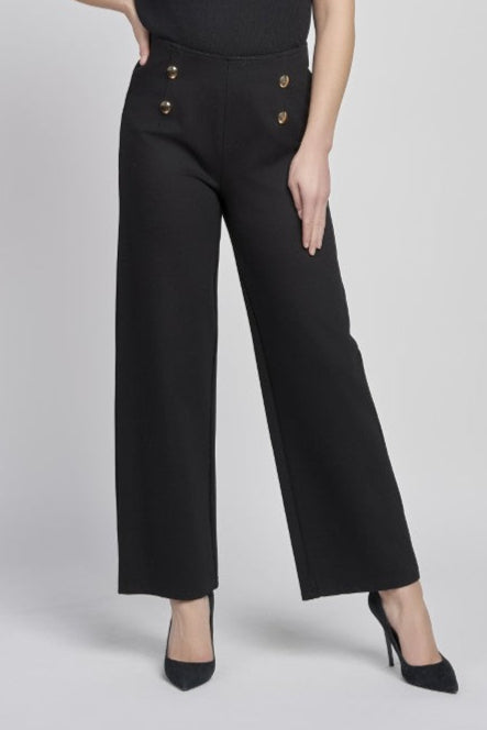 Pinns 610T Wide Leg Ponte Trouser With Button Feature