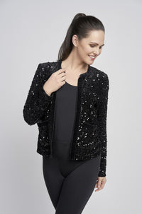 Pinns 699JK Sequin Jacket With Velvet Trim Detail