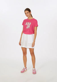 Marc Aurel 7679-7000-73865 Linen T -shirt with metallic logo print